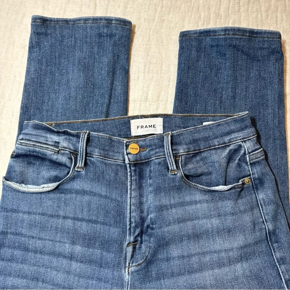 Frame Le High Straight Bestia Mid Wash Jeans size 29